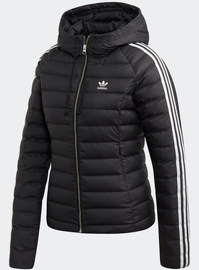 Adidas/阿迪达斯正品三叶草女子休闲保暖三条纹运动羽绒服FL0033