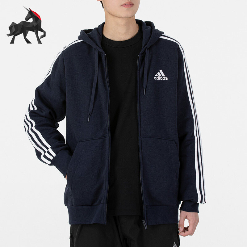 Adidas/阿迪达斯正品男子运动加绒训练连帽衫夹克外套 GK9053