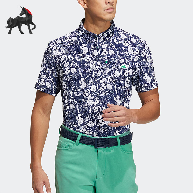 Adidas/阿迪达斯正品男子运动印花短袖POLO衫HS9055