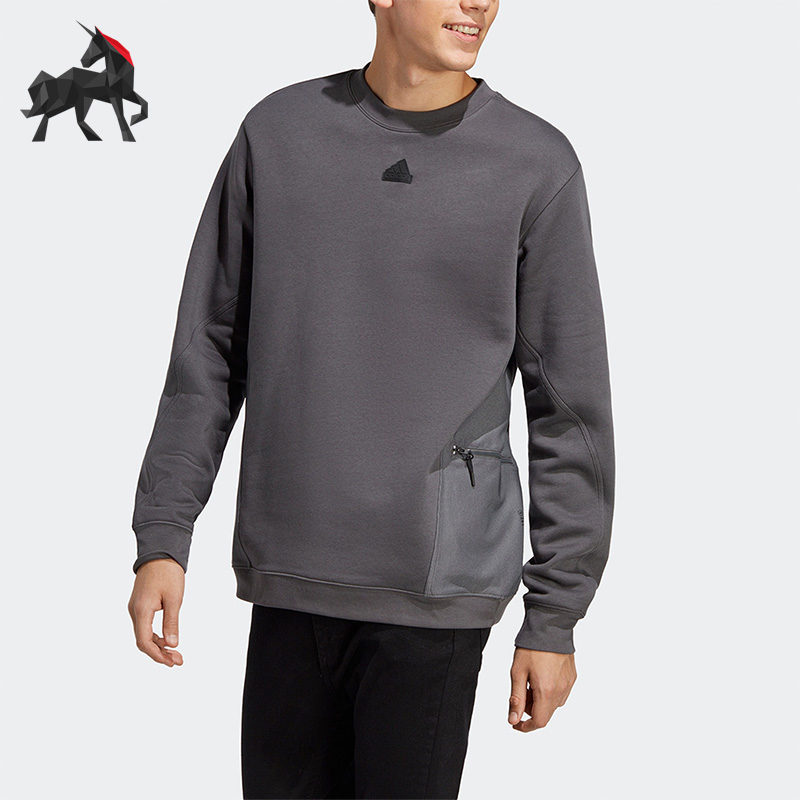 阿迪达斯男运动休闲圆领套头卫衣