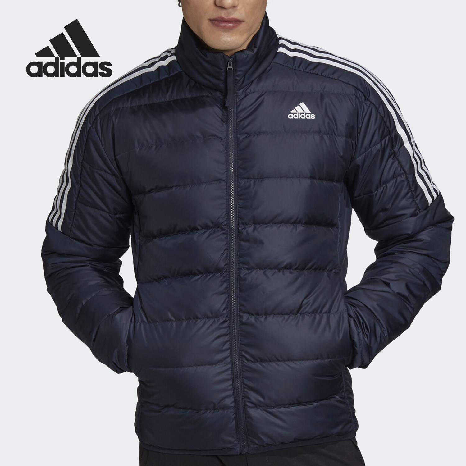 Adidas/阿迪达斯正品男子冬季户外运动立领轻薄羽绒服 GH4594