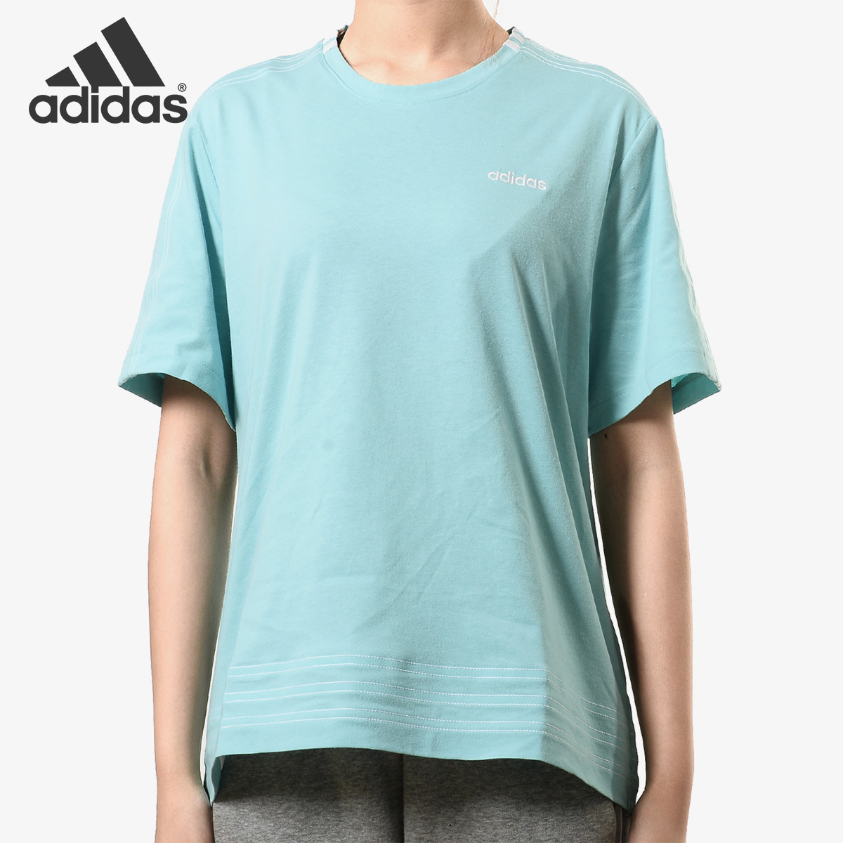 阿迪达斯短袖女圆领休闲运动T恤