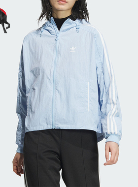 Adidas/阿迪达斯正品三叶草女士侧开排扣连帽夹克外套JI7481