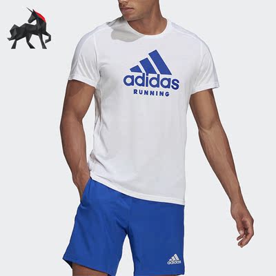 Adidas/阿迪达斯正品夏季男子圆领跑步运动休闲透气T恤短袖GJ6474