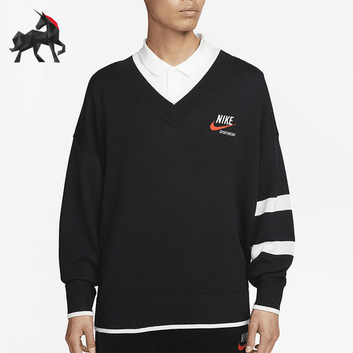 Nike/耐克正品春季男子复古休闲针织V领卫衣DX0009-010