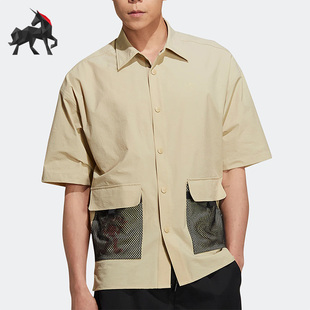 Adidas/阿迪达斯正品三叶草男子运动休闲宽松翻领短袖衬衫 HR6468