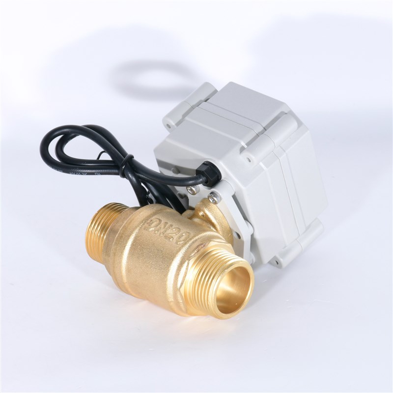 3/4智能球阀双外螺纹黄铜两通微型电动球阀带手动DN20