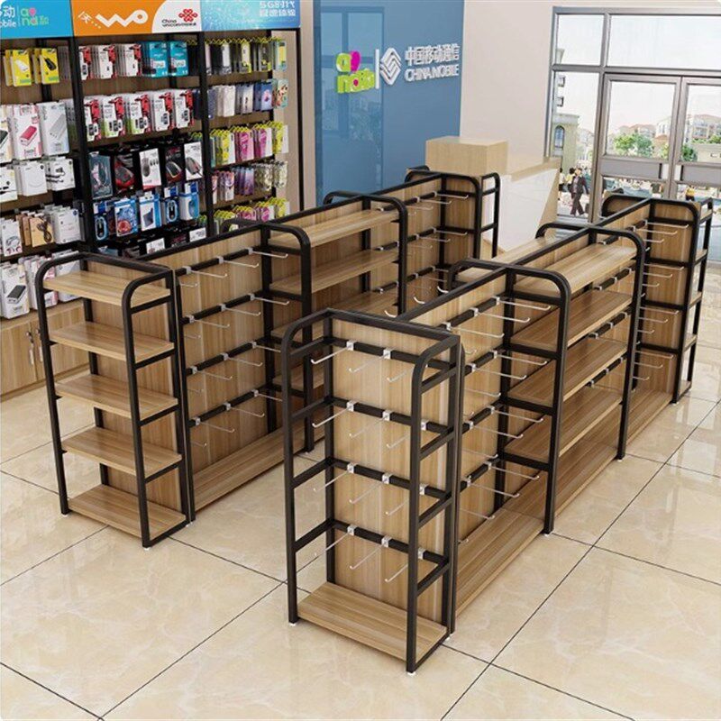 中岛展示柜超市货架零食饰品挂钩架手机配件展架中岛架双面展示架