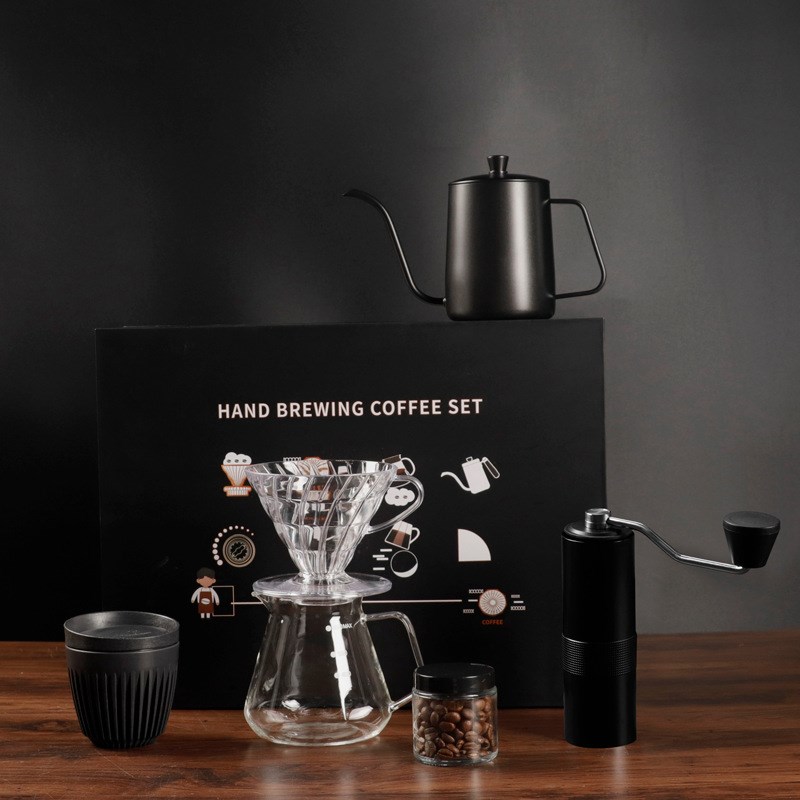 手冲咖啡礼盒套装家用滴滤咖啡手冲壶礼盒手摇磨豆机器具套装