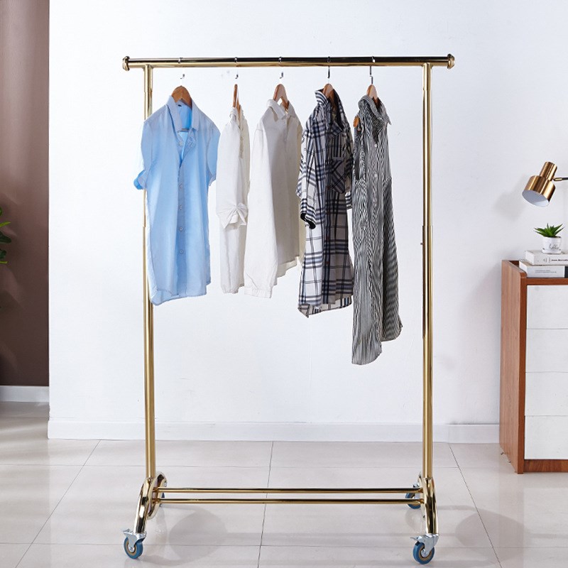 木板单杠双杠落地衣帽架卧室家用客厅阳台挂衣架展示衣架收纳架