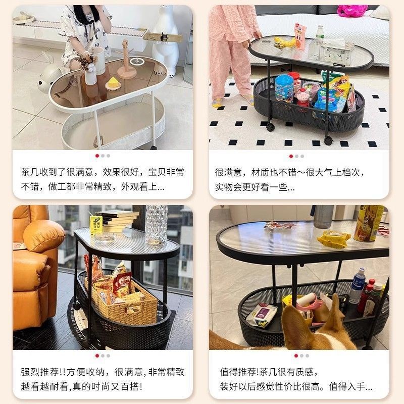 奶油风边几轻奢简约沙发小户型移动客厅茶几小桌子小推车置物架