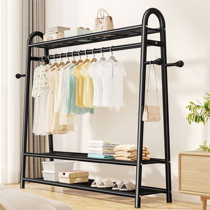 晾衣架落地家用学生宿舍折叠卧室内晒挂衣服架子收纳整理凉杆