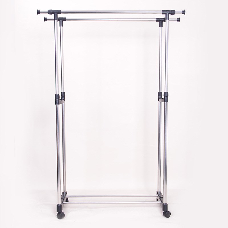 室内外移动双杠落地式晾衣架不锈钢伸缩晾晒架晒衣架可折叠