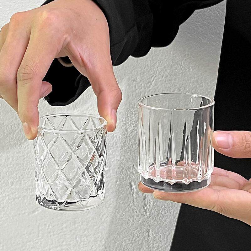 欧式复古刻花威士忌酒杯