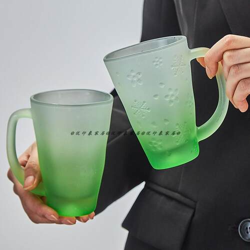 韩式ins风新款带把磨砂水杯