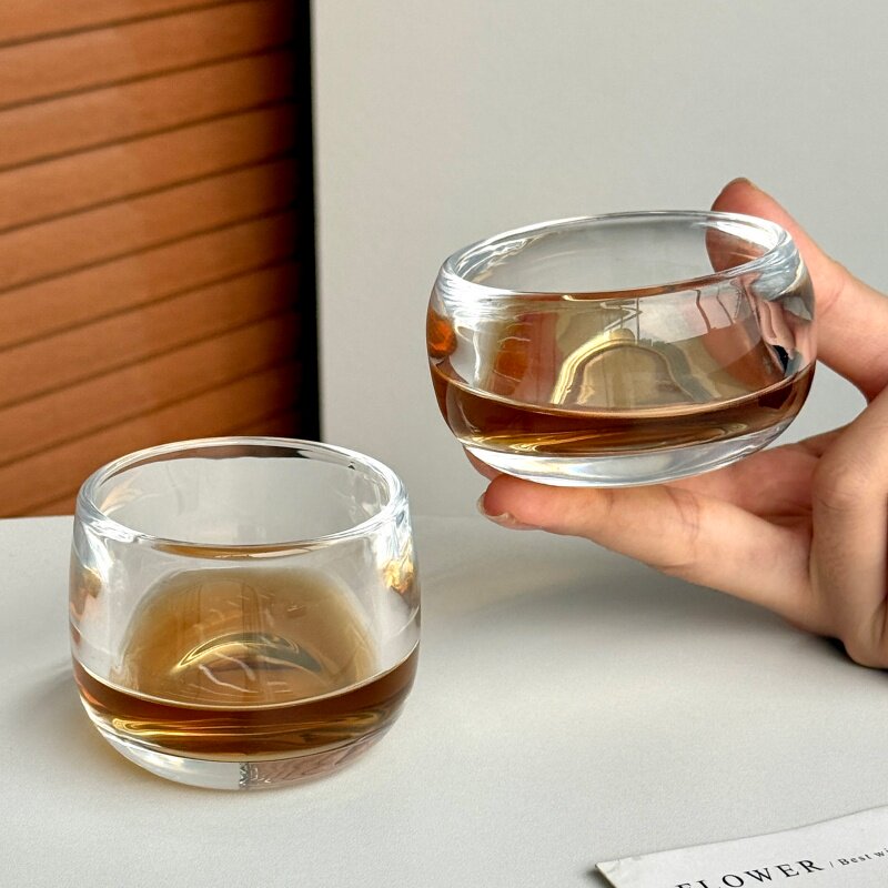透明玻璃厚底品茗杯茶杯单个装