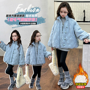 花苞棉服女童外套秋冬2025新款儿童冬装棉袄韩系女孩加厚棉衣套装