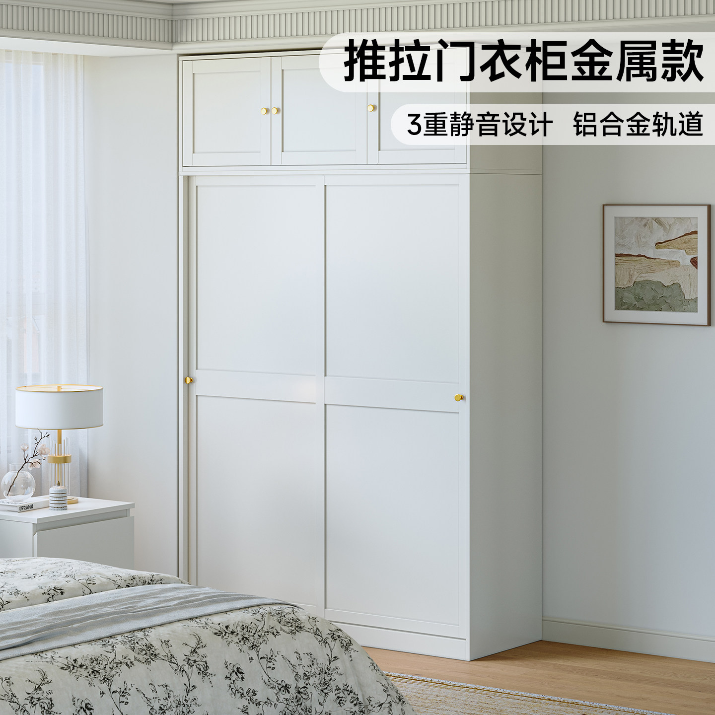 推拉门衣柜家用卧室钢制图片