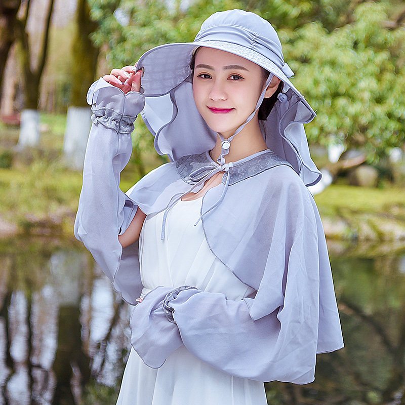夏季遮阳大檐帽开衫防晒衣女雪纺衫短海边沙滩披肩外搭薄外套斗篷在类目 服饰配件/皮带/帽子/围巾, 围巾/手套/帽子套件, 多件套中 - 来自Buy2taobao.com提供专业的淘宝代购服务
