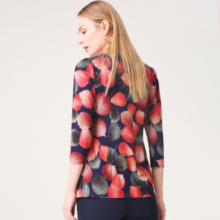 印花新款 清仓 女妈妈打底衫 T恤宽松七分袖 大码 妙采中老年春装