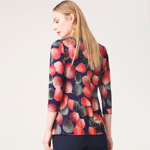 妙采中老年春装印花新款女妈妈打底衫大码T恤宽松七分袖【清仓】