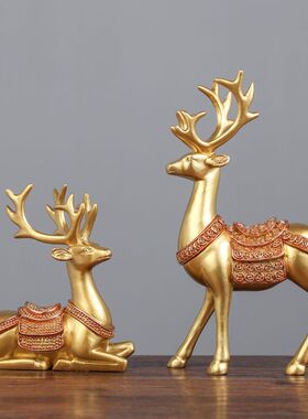 可爱卡通动物梅花鹿小摆件装饰品客厅电视柜卧室新房布置摆设创意