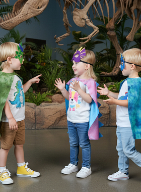 恐龙cosplay儿童表演披风幼儿园斗篷面具套装 元旦走秀游园会仿真