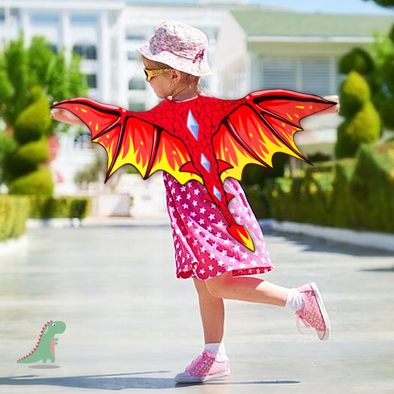 小恐龙翅膀翼龙套装红色蓝色绿色面具披肩走秀套装男孩儿童毕业礼