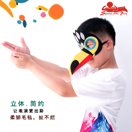 斯派米立体小鸟头饰卡通动物