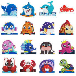 儿童海洋动物头饰鲨鱼海豚螃蟹 无纸化考试乐考头饰 舞台表演道具