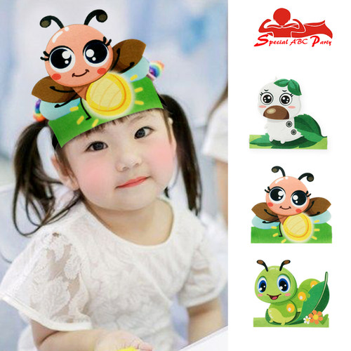 儿童昆虫头饰萤火虫毛毛虫蚕宝森林动物装扮幼儿园表演道具万圣节