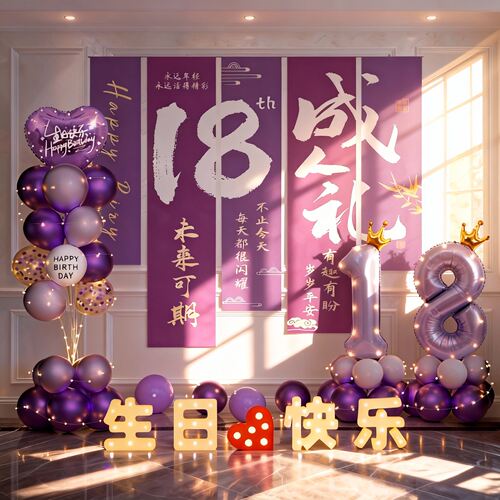 18岁成人礼生日快乐布置挂布男神装饰场景派对女生网红条幅背景布