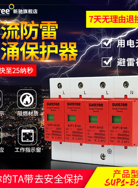 浪涌保护器防雷器A级电涌保护器SPD-B100KA 4P避雷器 家用防雷器
