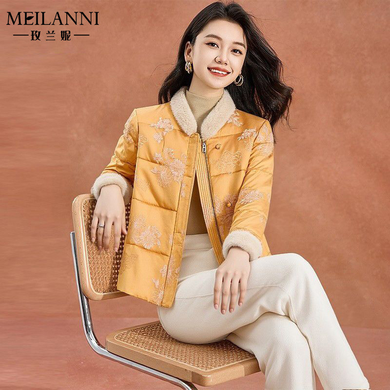 国风羊毛棉服女冬季新款保暖毛领
