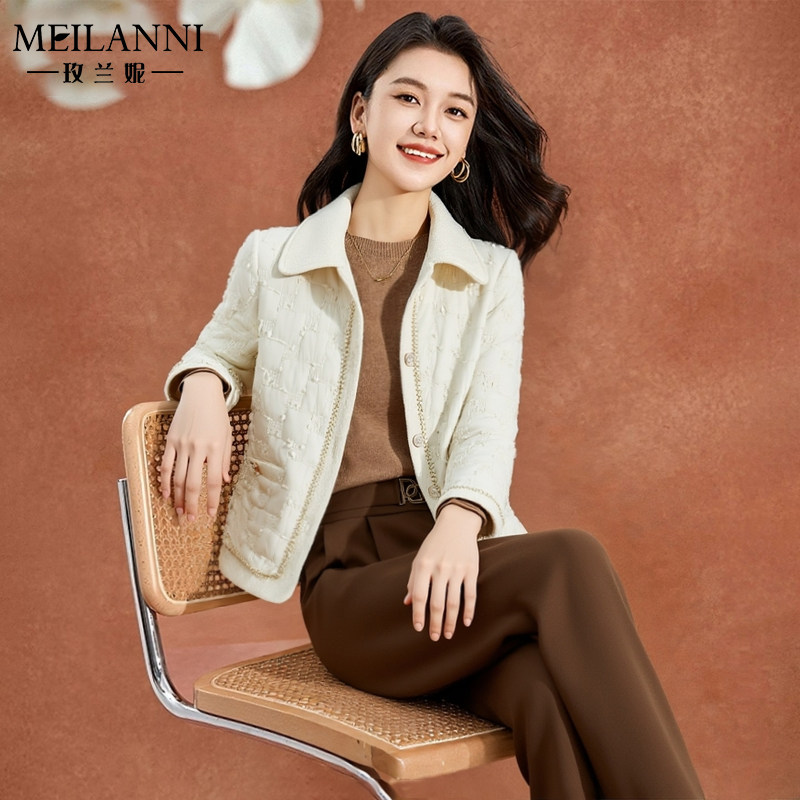小香风白色棉衣棉服冬短款小个子好看夹棉轻薄女士小棉袄外套爆款