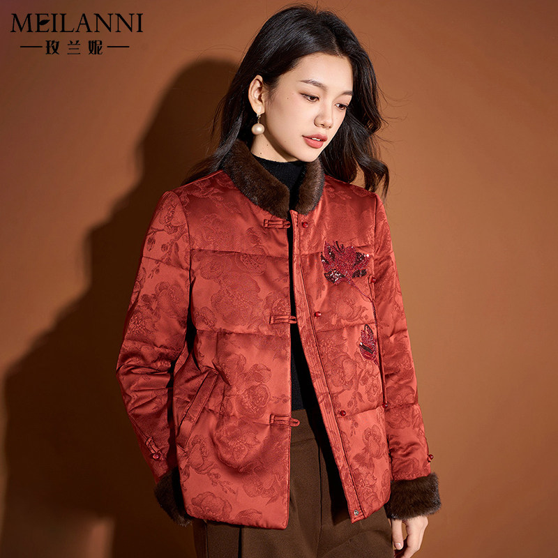 玫兰妮新中式红色棉服高端小棉袄