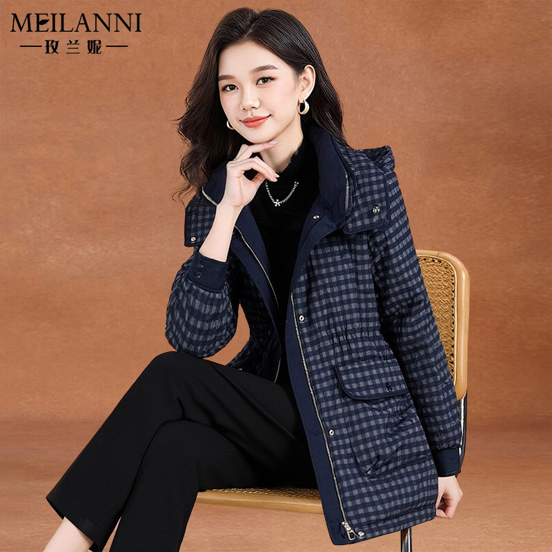 晋江爆款格子派克服女冬巨好看夹棉外套轻薄棉服修身高端品牌妈妈