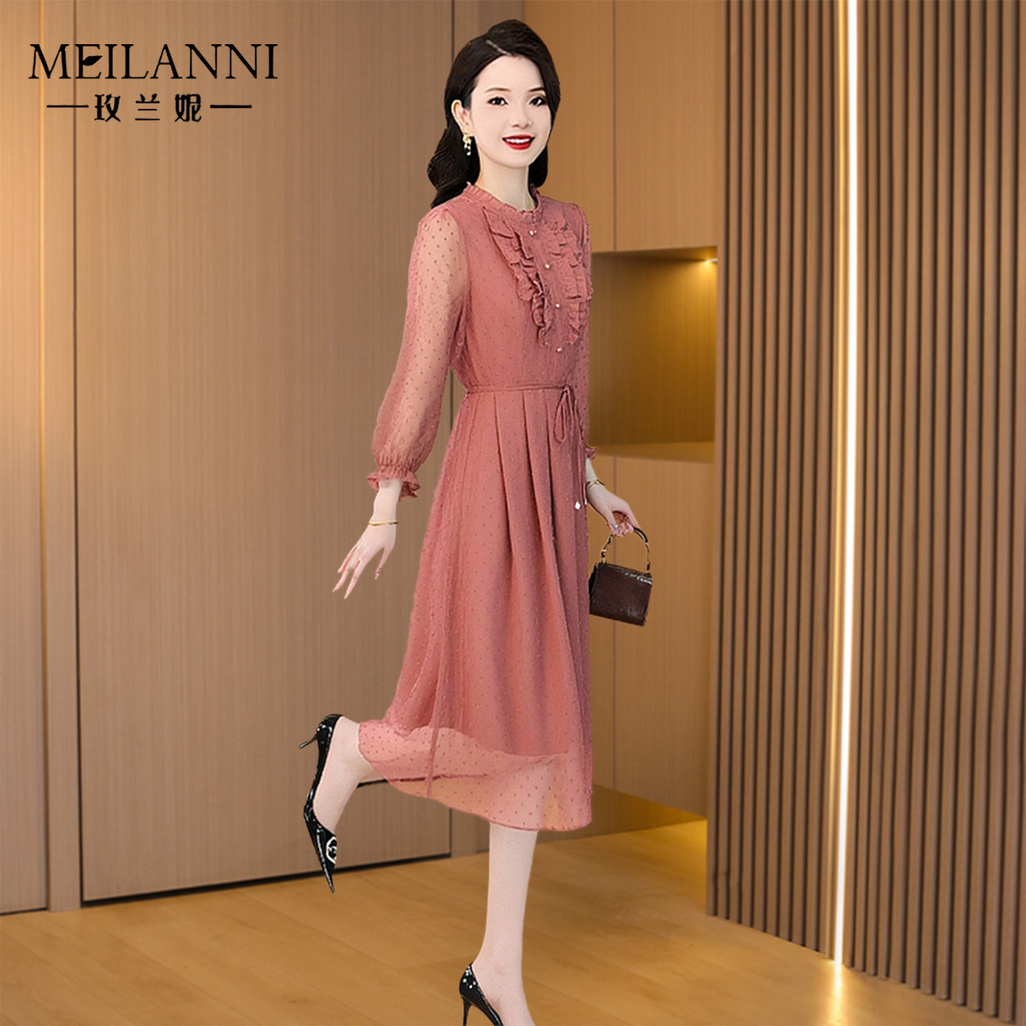 玫兰妮喜婆婆婚宴礼服高端连衣裙
