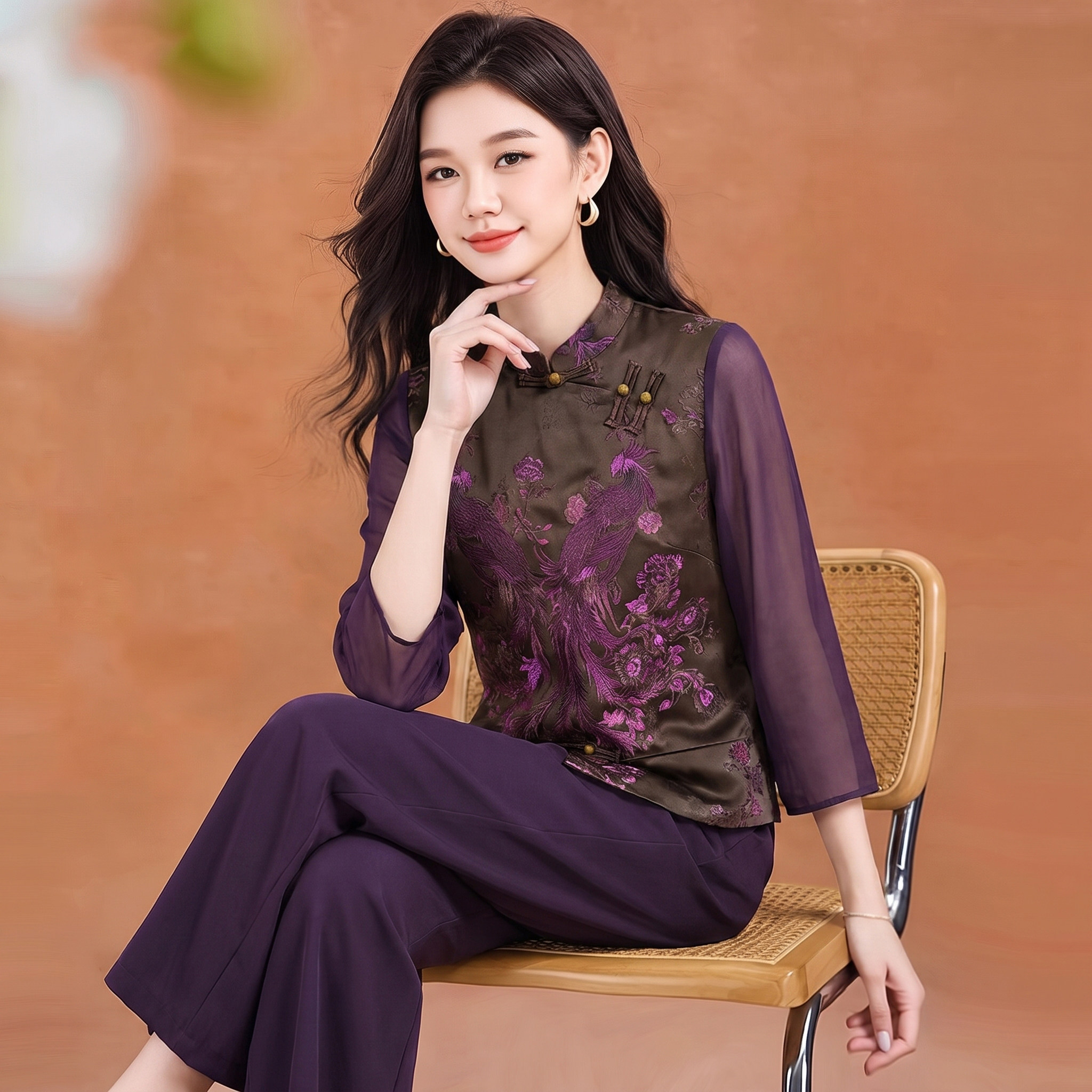 洋气减龄时尚套装高端妈妈两件套