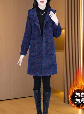 中长款夹棉加厚毛呢外套高端气质