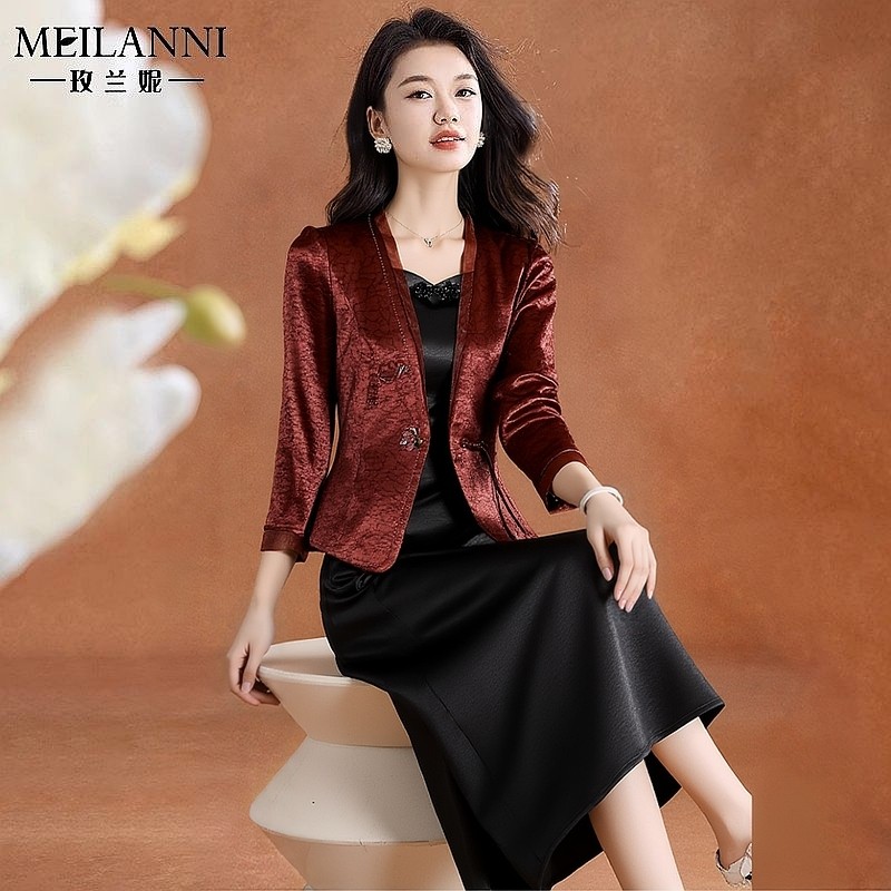 喜婆婆婚宴套装2026高贵年轻妈妈礼服高端高级感十三行连衣裙女秋