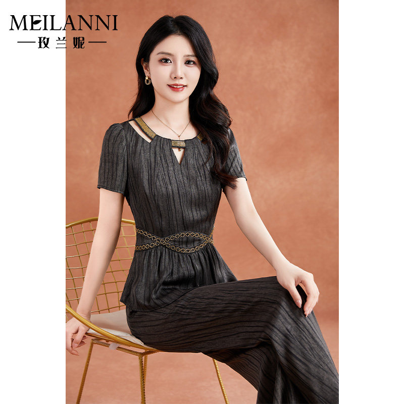 贵夫人冰丝职业套装女夏装2025
