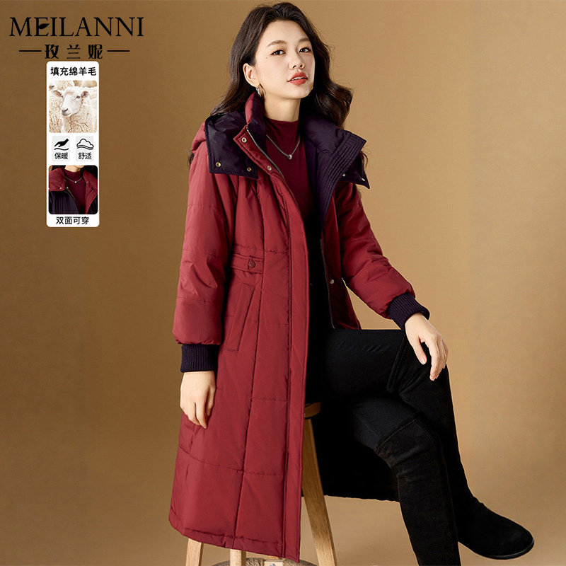 今年流行双面穿中长款棉服女秋冬