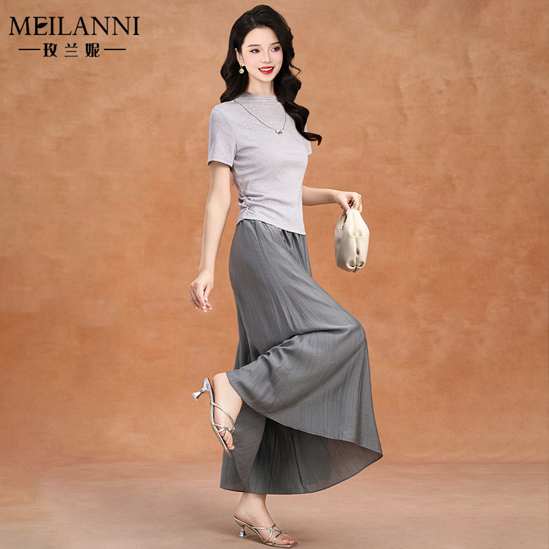 冰丝棉亚麻半身裙2025年两件套装