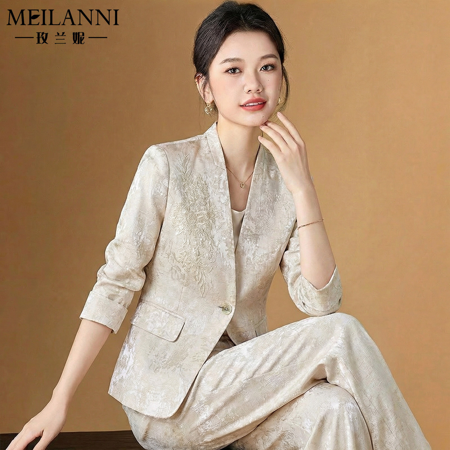 精致亚麻三件套装女2026早春新款