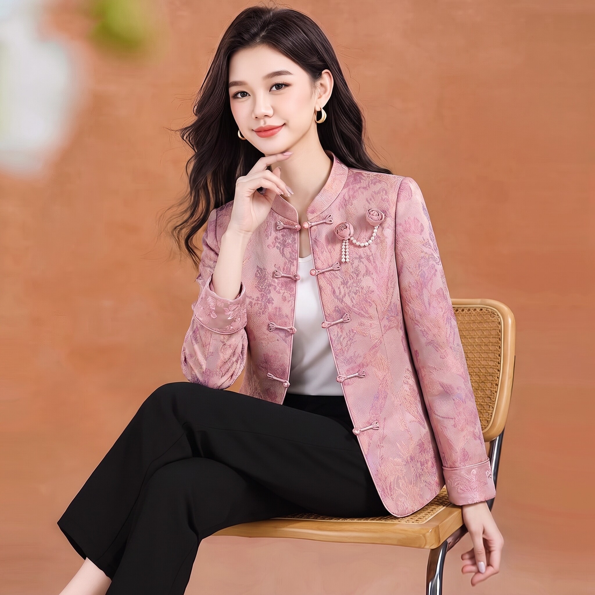 玫兰妮女装新中式短外套今年流行