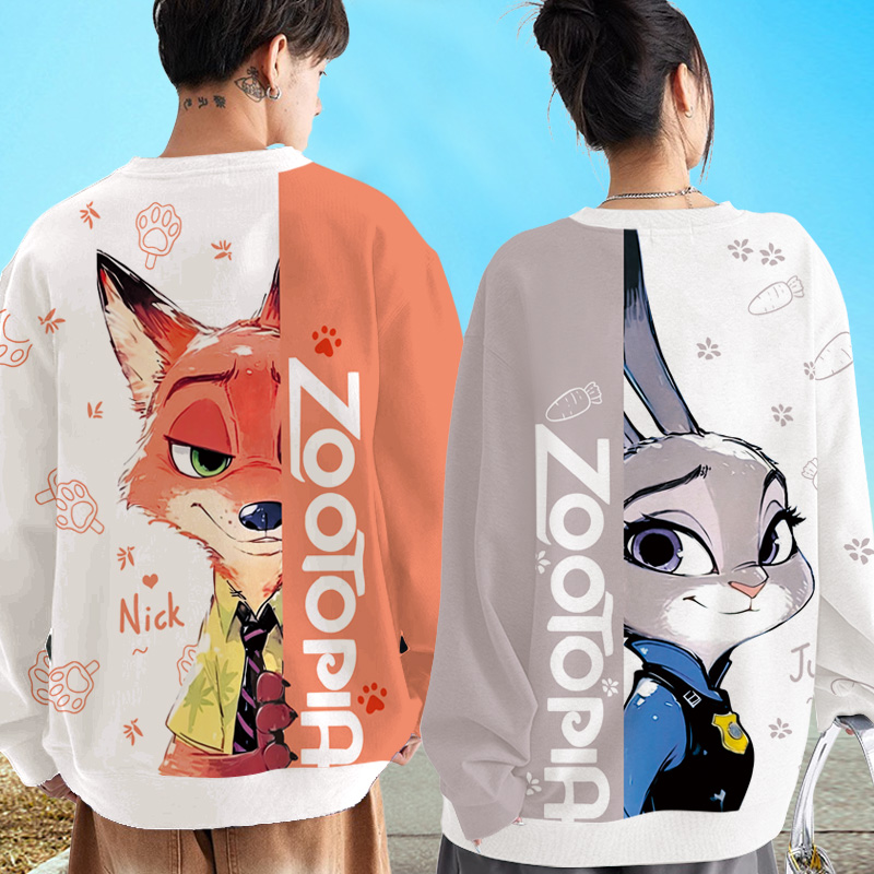 2025新款卫衣外套男疯狂动物城朱迪尼克动漫周边圆领情侣长袖T恤