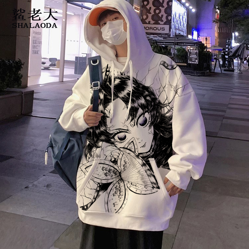 日系潮牌卫衣外套男鬼灭之刃蝴蝶忍动漫周边圆领长袖T恤加绒上衣