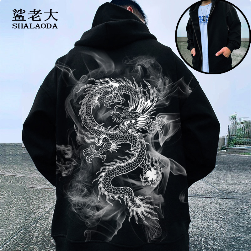 鲨老大中国风连帽开衫