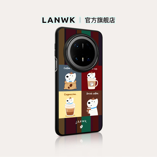 mate60高级外壳pura70 pro手机壳女新款 80pro可爱卡通p70防摔保护套 70air 「小狗咖啡」LANWK适用华为Mate80